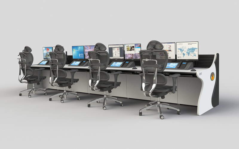 中創(chuàng)美智慧系列WISDOM-B工業(yè)調(diào)度控制室控制臺效果示意圖
