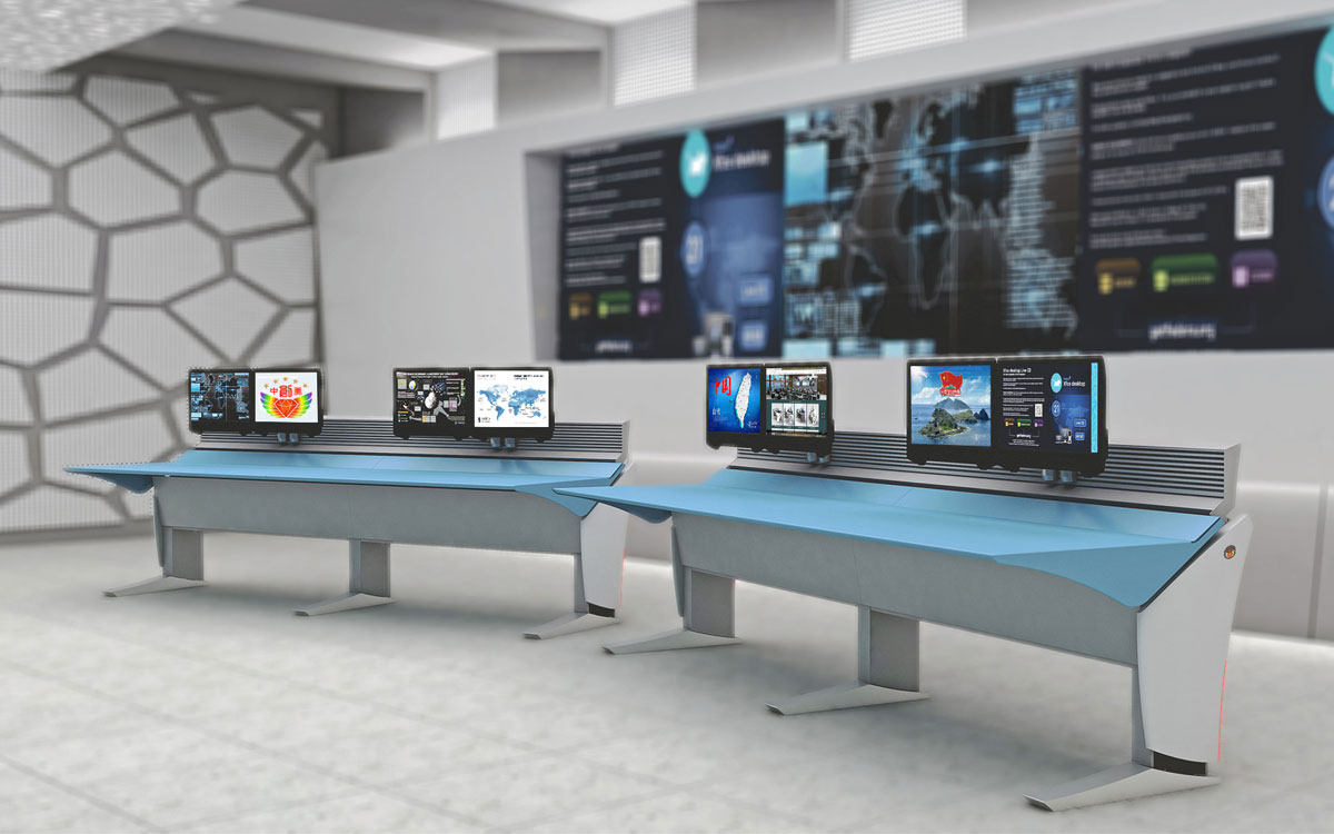 消防中控室操作臺(tái)效果圖片